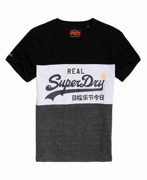 Superdry Vintage Logo Panel Férfi Pólók Fekete | AKTXS3047